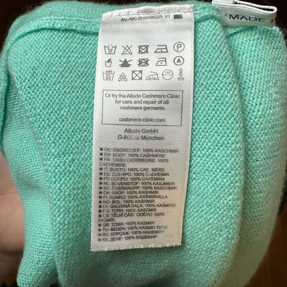 ALLUDE Seafoam Mint Green Cashmere Knit Relaxed Sweater Sz Medium Designer Luxe - Picture 6 of 7